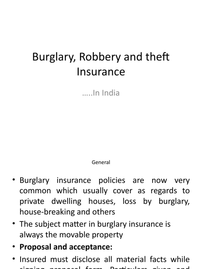 Burglary, Robbery and Theft Insurance | PDF | Reinsurance | Liability ...