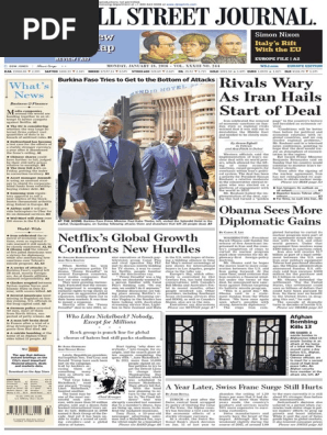 Wallstreetjournaleurope 20160118 The Wall Street Journal Europe Matteo Renzi European Union