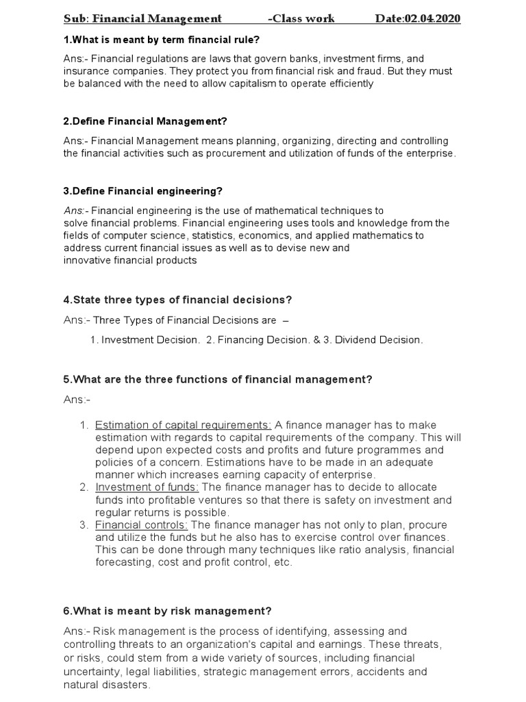 Financial Management Concepts Explained | PDF | Finance & Money Management