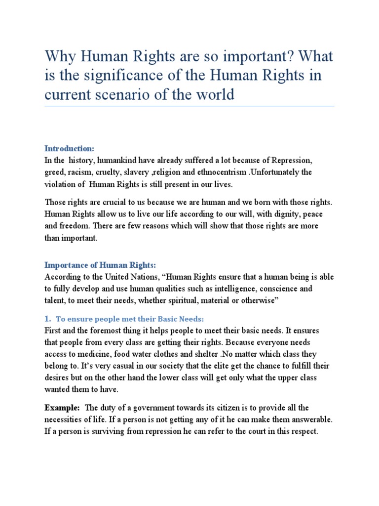 Why Human Rights are so important? What is the significance of the