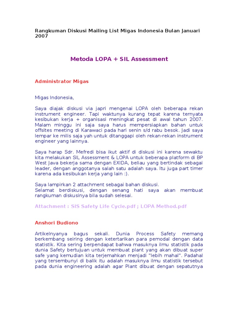 Metoda LOPA+SIL Assessment | PDF