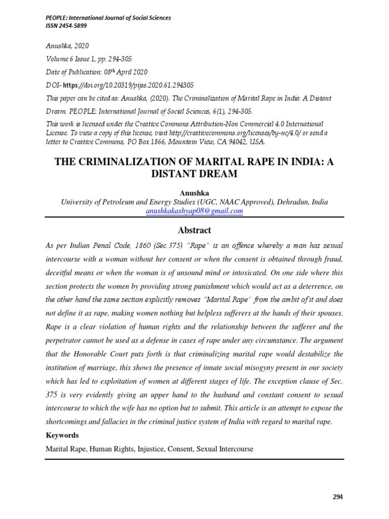 The Criminalization of Marital Rape in India - A Distant Dream | PDF ...