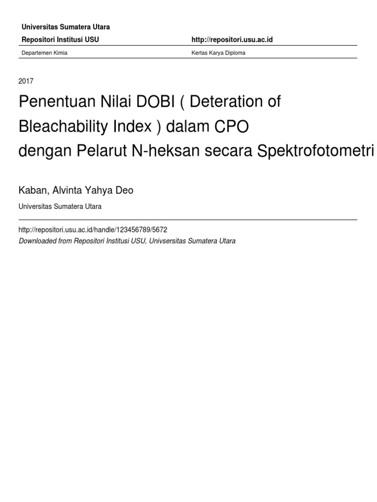 Penentuan Nilai DOBI dalam CPO | PDF