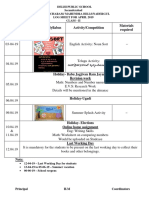 Date Details/ Syllabus Activity/Competition Materials Required