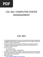 CSC 301: Computer Center Management