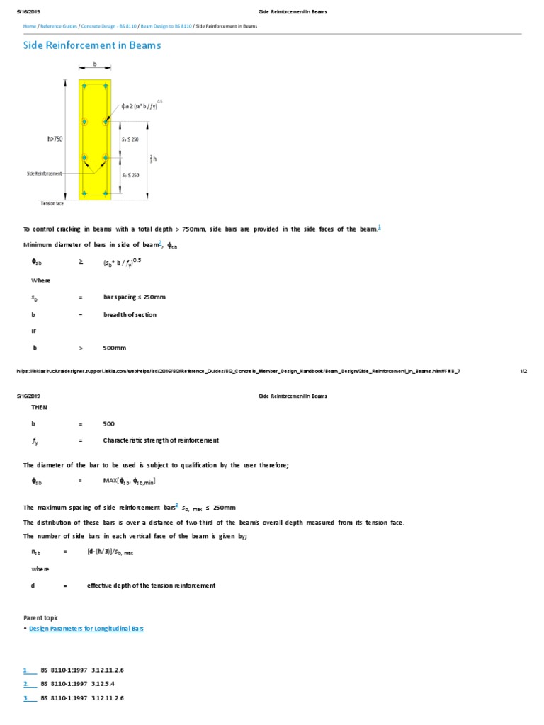Side Reinforcement Requirements in Beams | PDF