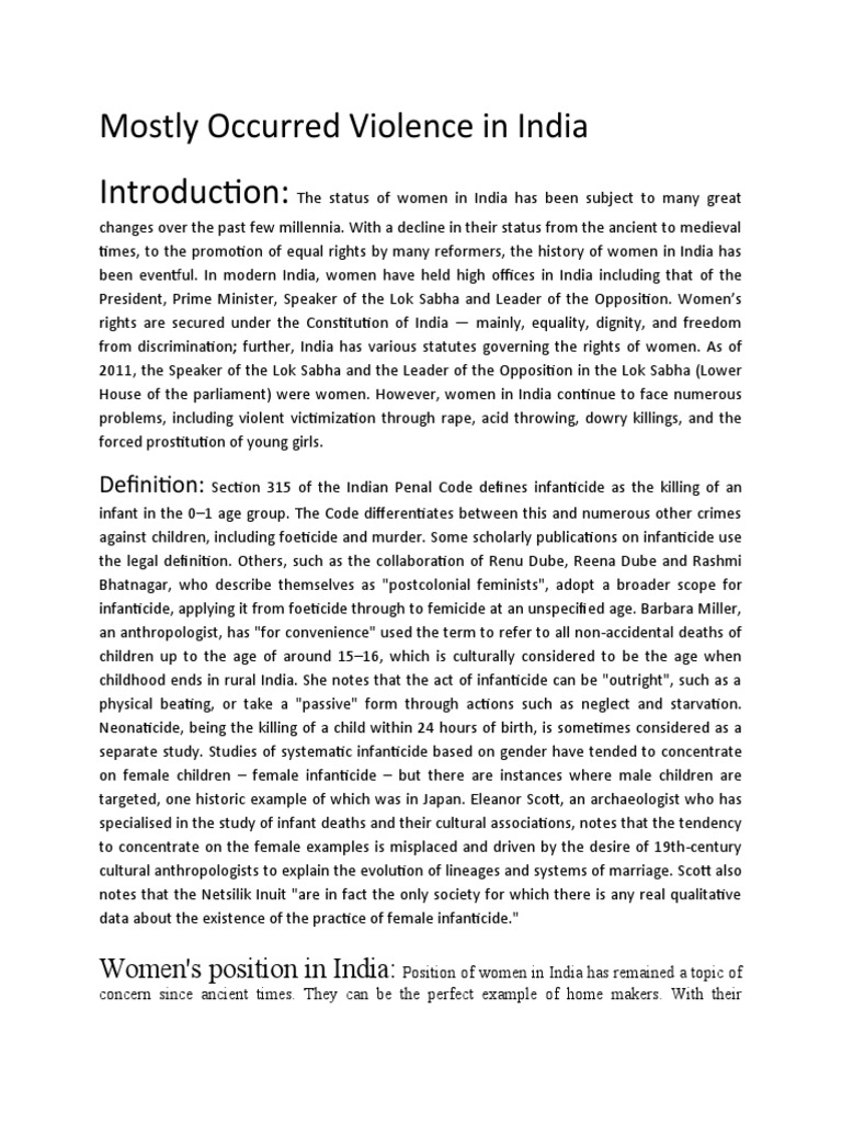 Violence Against Women in India | PDF | Woman | Family