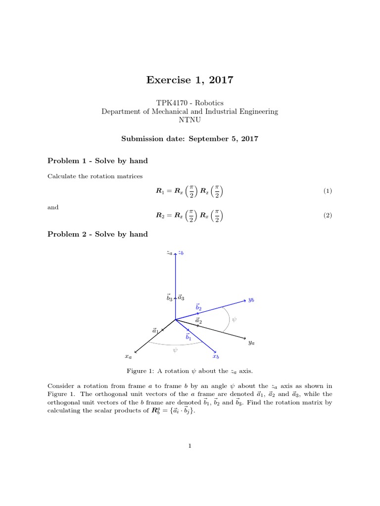 Rotation Matrix Calculations in TPK4170 | PDF | Rotation | Matrix ...