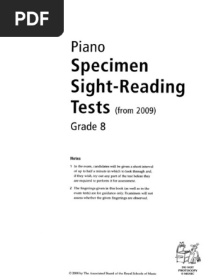 Piano Specimen Sight-reading Tests: DIVERS AUTEURS