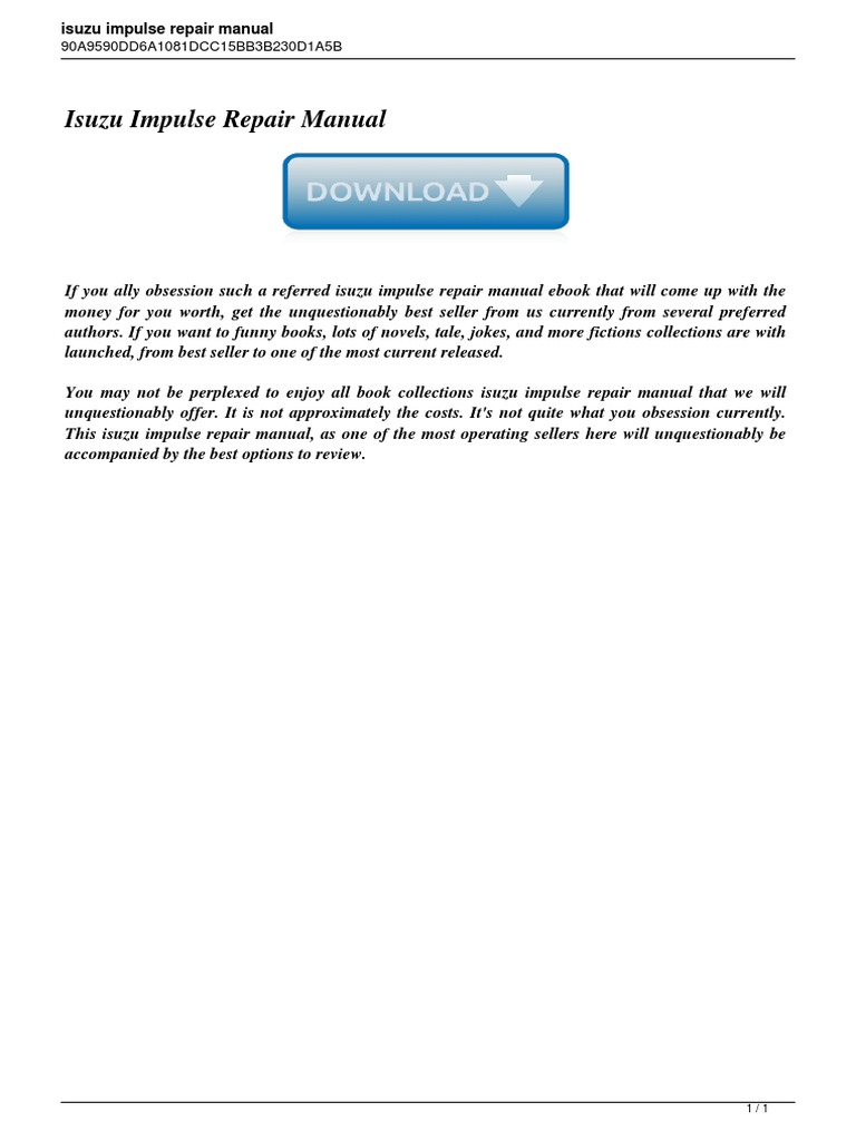 Isuzu Impulse Repair Manual PDF