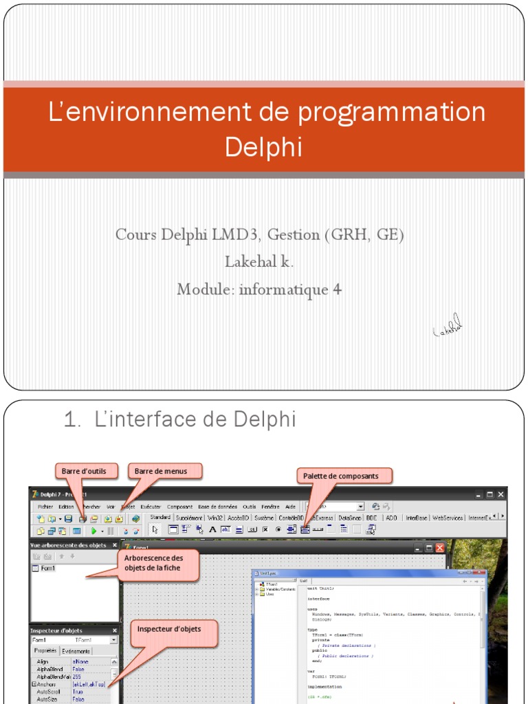 Interface et Composants de Delphi | PDF | Compilateur | Fichier ...