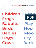 Match The To The:: Children Frogs Rabbits Birds Babies Dogs Cows