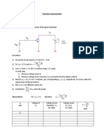 Transistor Characteristics Aim: A) Transistor Testing B) To Plot The Collector Curves of The Given Transistor