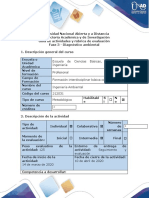 Guía de actividades y rúbrica de evaluación - Fase 3 - Diagnóstico ambiental