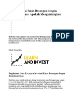 Cara Investasi Emas Batangan Dengan Berkebun Emas