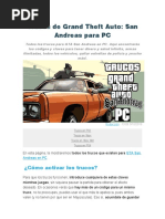 Trucos GTA San Andreas para PC - Todas Las Claves y Códigos (2023) | PDF