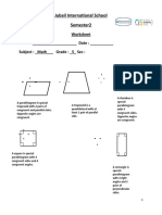 Grade 5 - Worksheet 3 Quadrilaterals