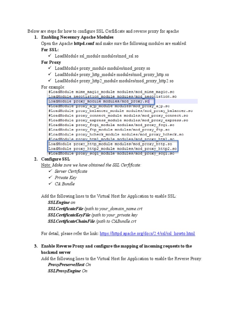 Configure SSL for Apache Reverse Proxy | PDF | Business | Technology ...