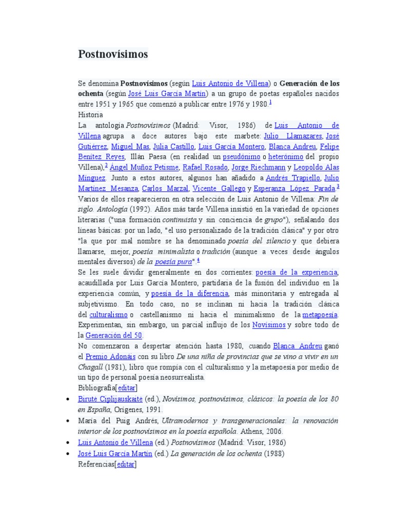 Postnovísimos y La Otra Sentimentalidad PDF Literatura española