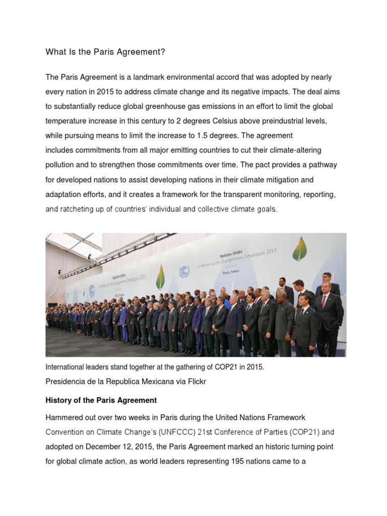 Paris Climate Agreement | PDF | Global Warming | Greenhouse Gas