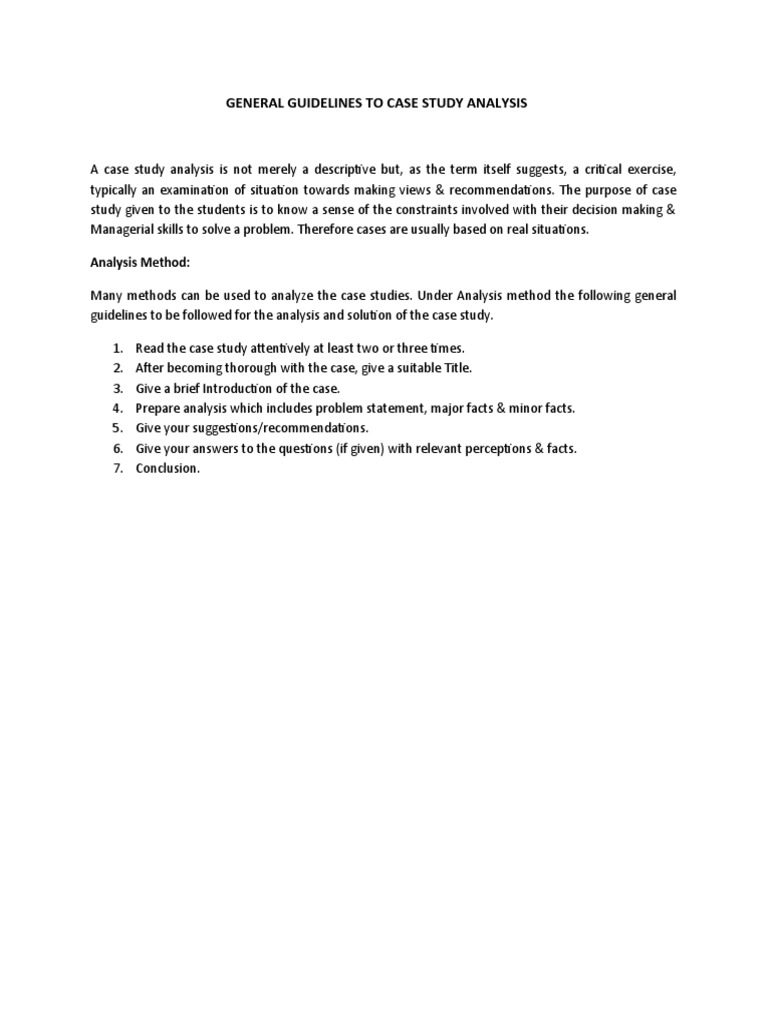 Guidelines For Case Study Analysis Pdf