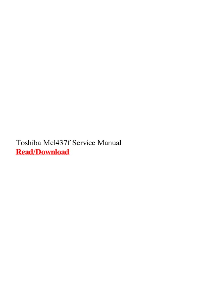 Toshiba Mcl437f Service Manual: Read/Download | PDF