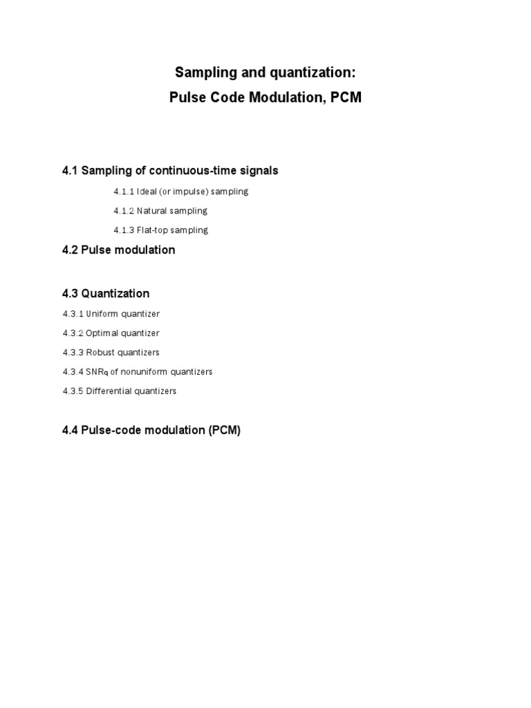 Pulse Code Modulation, PCM | PDF | Technology & Engineering