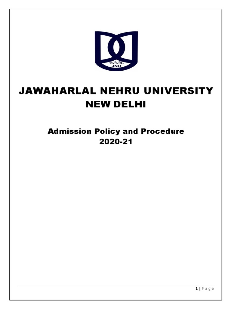 JNU Admission Policy 2020-21 Overview | PDF | University And College ...