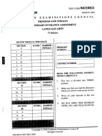 Caribbean Examinations: SEA/2009 O42I8O2I