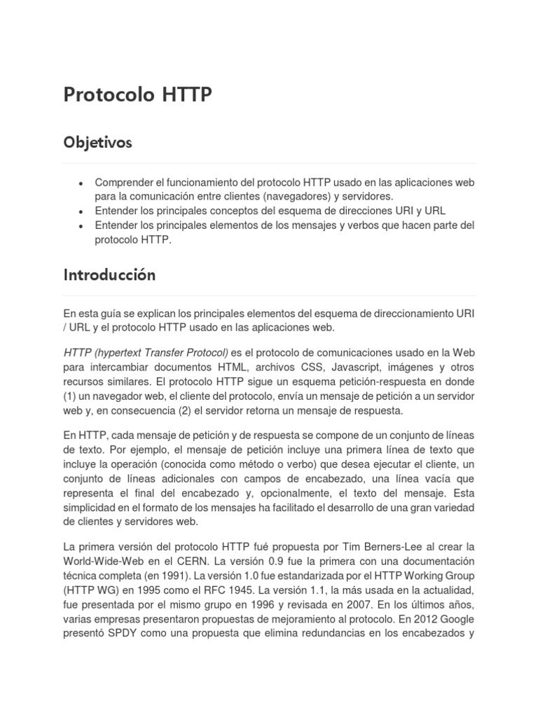 Funcionamiento del Protocolo HTTP | PDF | Protocolo de Transferencia de ...