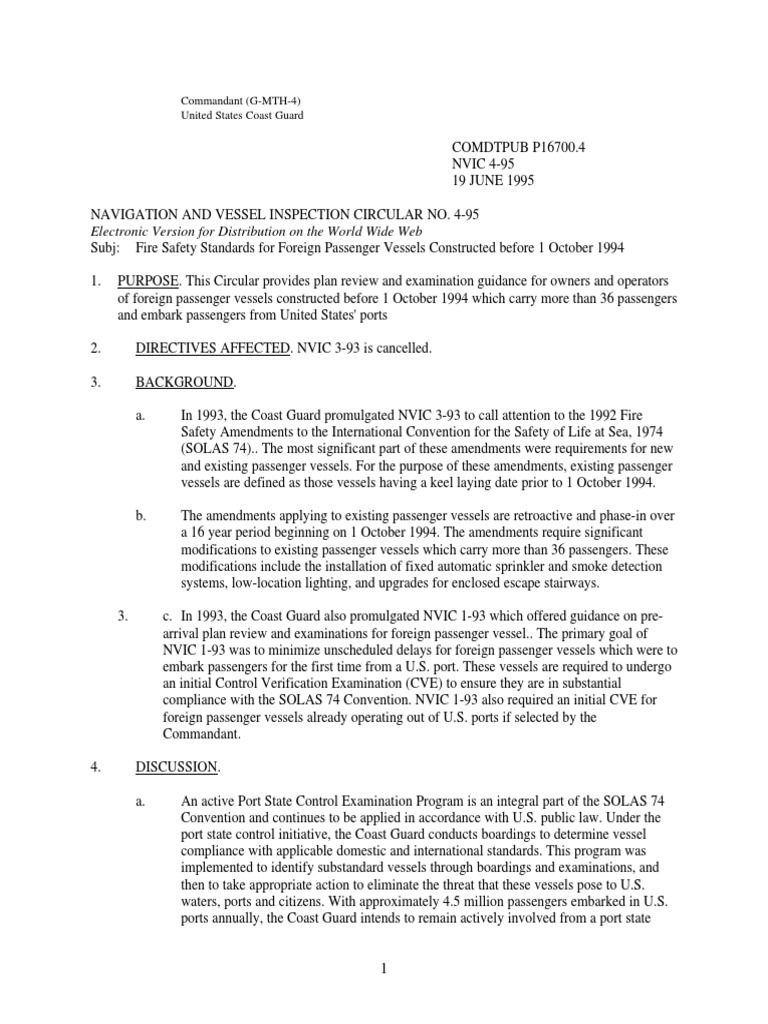 Uscg Passenger Ship Inspectin Nvic | PDF | United States Coast Guard ...