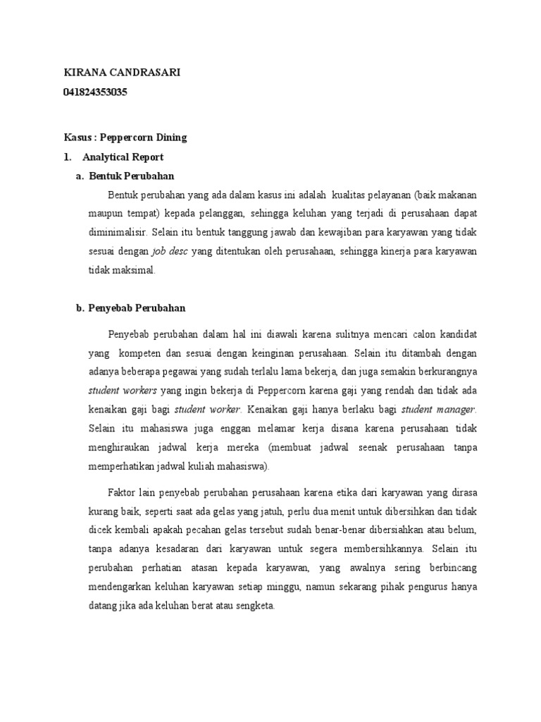 Peppercorn Dining Case Study PDF