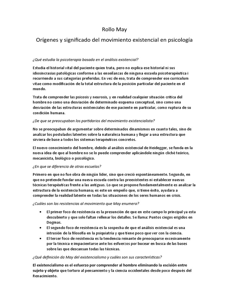 Rollo May Cap 1 | PDF | Existencialismo | Verdad