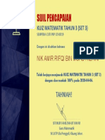 Certificate For NIK AMIR RIFQI BIN MOHD RIZAINI For KUIZ MATEMATIK PDF