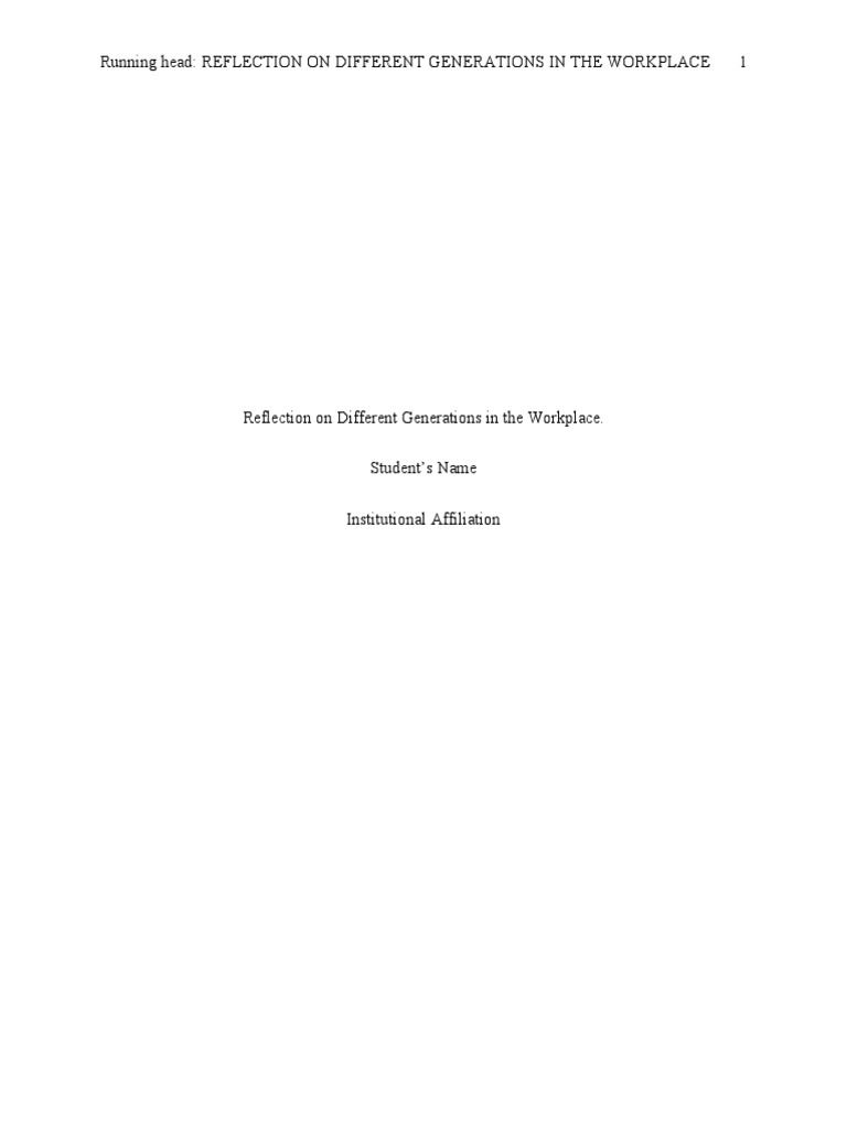 Reflection On Different Generations in The Workplace | PDF ...