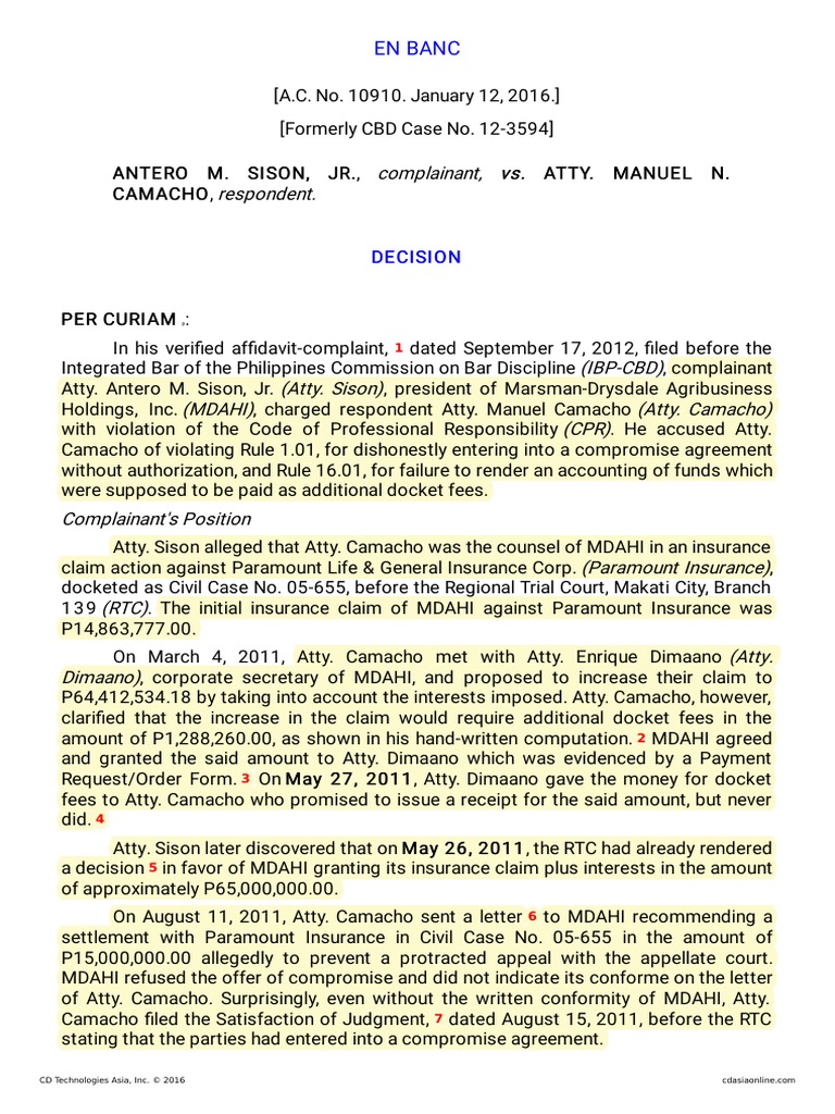 Atty. Camacho's Violation of Legal Ethics | PDF | Lawyer | Disbarment