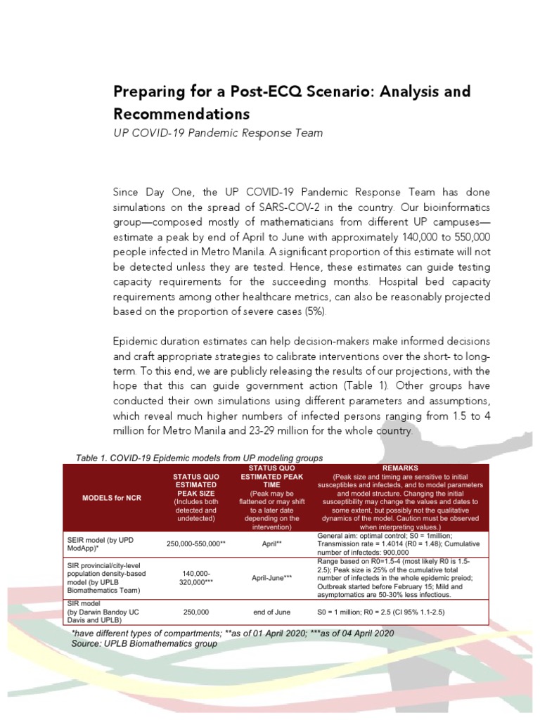 Post-ECQ Guidelines and Projections | PDF | Simulation | System