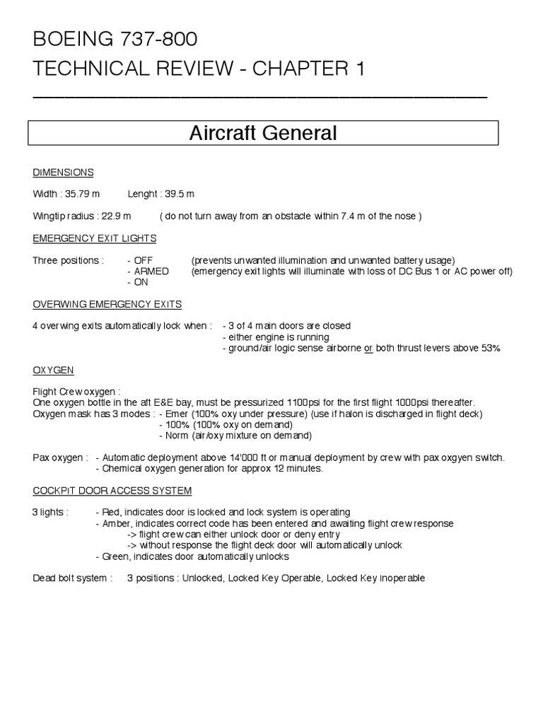 Boeing 737-800 Technical Review Overview | PDF