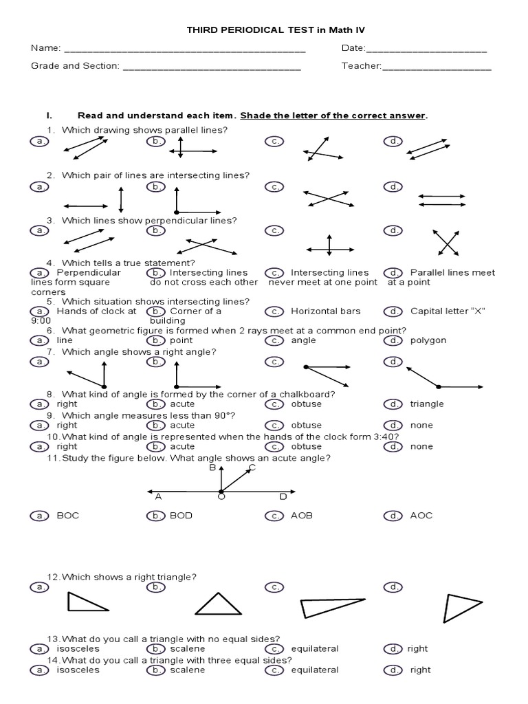 Third Periodical Test in Math Iv | PDF | Rectangle | Triangle