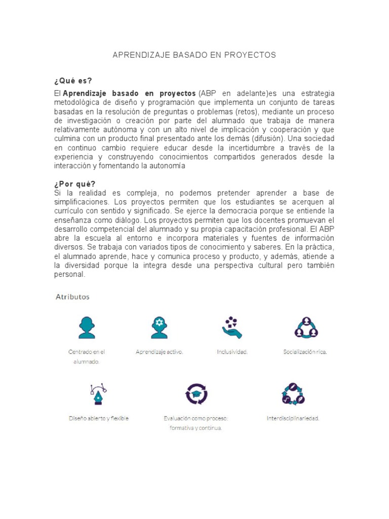 Aprendizaje Basado en Proyectos | PDF | Aprendizaje en base a proyectos ...