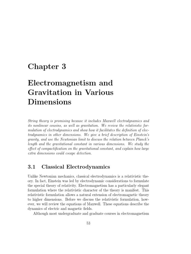 Electromagnetism and Gravity in Dimensions | PDF | General Relativity ...