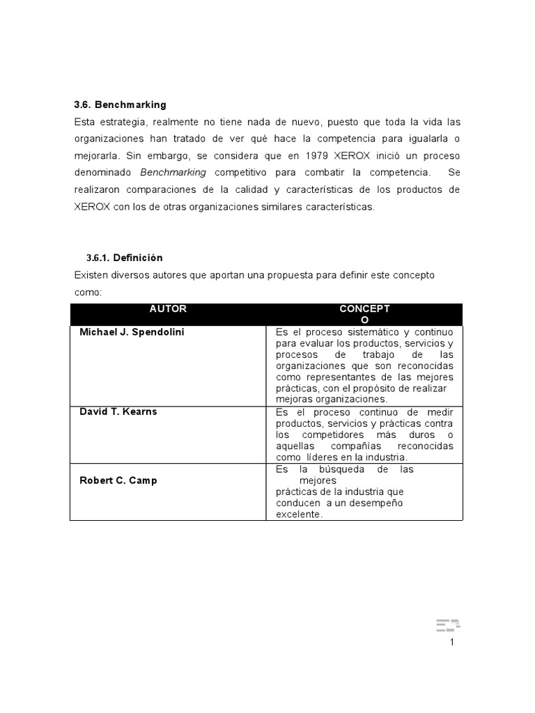 Bench Marking | PDF | Benchmarking | Planificación