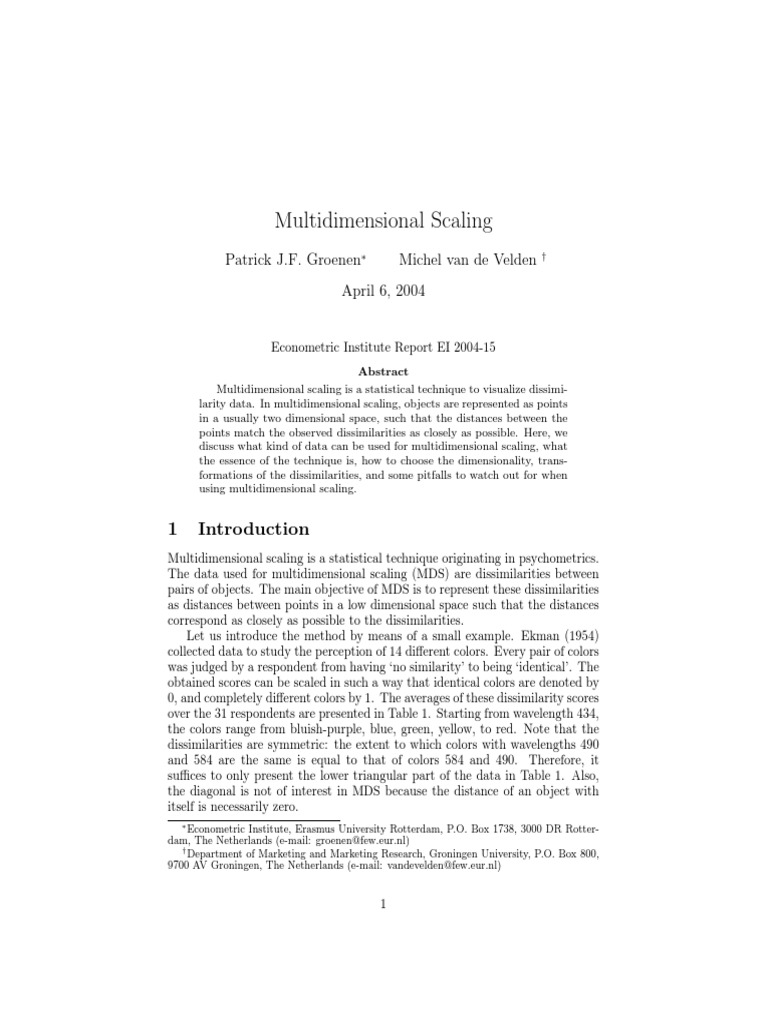 Multidimensional Scaling Guide | PDF | Spline (Mathematics) | Distance