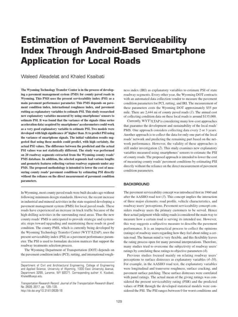 Smartphone-Based PSI Estimation for Roads | PDF | Accelerometer | Variance
