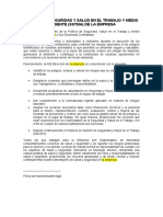 Política de Seguridad y Salud en El Trabajo y Medio Ambiente