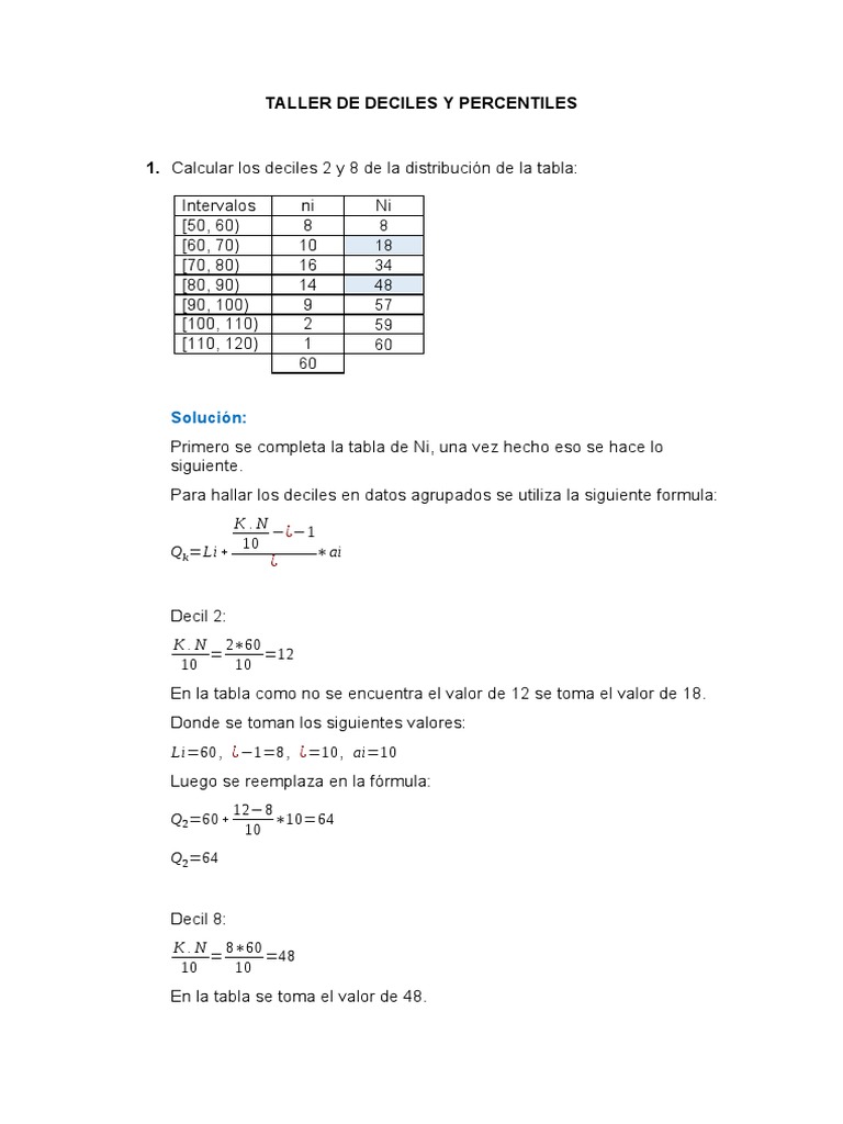 Deciles | PDF | Cuantil | Enseñanza de matemática