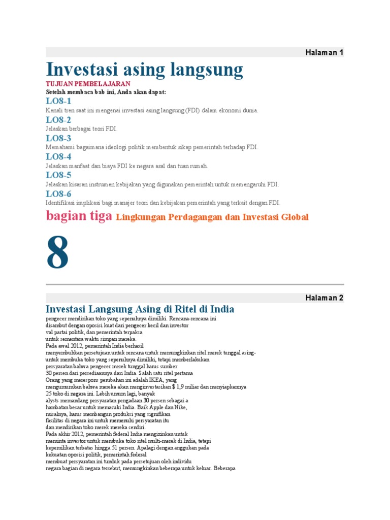 CH 8 - Foreign Direct Investment Translate | PDF