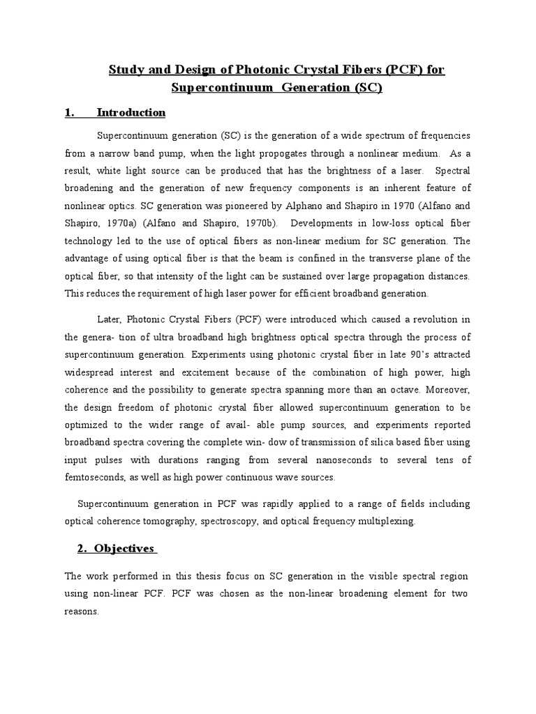 Photonic Crystal Fibers for SC Generation | PDF | Dispersion (Optics ...