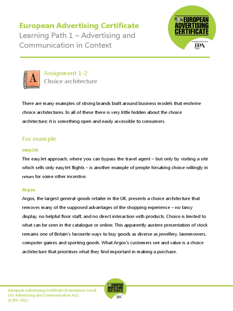 Learning Path 1 - Advertising and Communication in Context | PDF ...