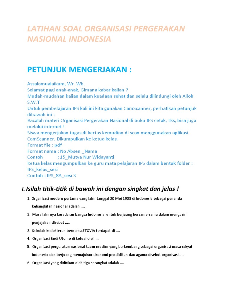 Organisasi Pergerakan Nasional Pertama